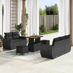 vidaXL Ensemble de canapé de jardin 8 pcs Noir 90 x 55 x 71 cm