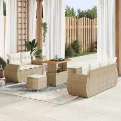 vidaXL Ensemble de canapé de jardin avec coussin 8 pcs beige et crème