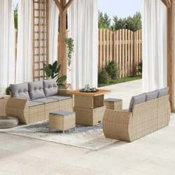 vidaXL Ensemble de canapé de jardin 9 pcs beige et gris clair