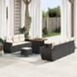 Canapé de Jardin 10 pièces avec Coussins en Poly Rattan Noir