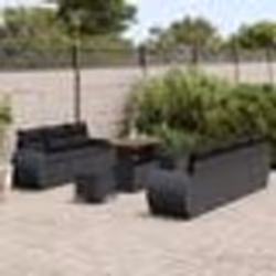 vidaXL Canapé de jardin 10 pièces avec coussins en poly rotin noir