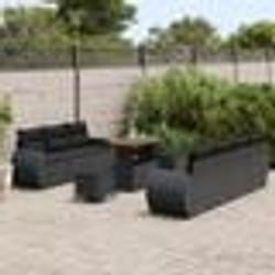 vidaXL Canapé de jardin 10 pièces avec coussins en poly rotin noir