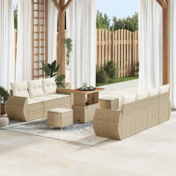 vidaXL Ensemble de canapé de jardin avec coussin 10 pcs beige et crème