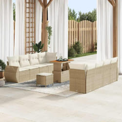 vidaXL Ensemble de canapé de jardin 11 pcs Beige Poly rotin