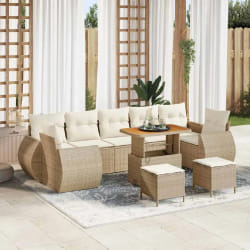 vidaXL Ensemble de canapé de jardin avec coussin 10 pcs beige et crème