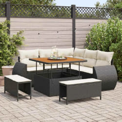 vidaXL Ensemble de canapé de jardin avec coussin 8 pcs Noir et crème