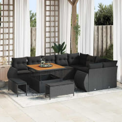 vidaXL Ensemble de canapé de jardin 12 pcs Noir 100 x 100 x 71 cm