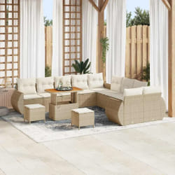 vidaXL Ensemble de canapé de jardin avec coussin 13 pcs beige et crème