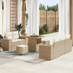 vidaXL Ensemble de canapé de jardin avec coussin 8 pcs beige et crème