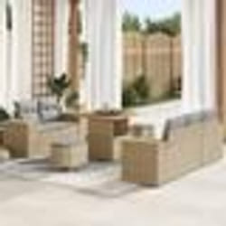 vidaXL Canapé de Jardin 8 Pièces avec Coussins Beiges en Rattan Poly