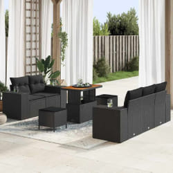 vidaXL Ensemble de canapé de jardin 8 pcs Noir 90 x 55 x 71 cm