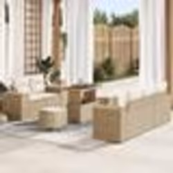Canapés de Jardin 8 Pièces avec Coussins Beige Poly Rotin Acacia