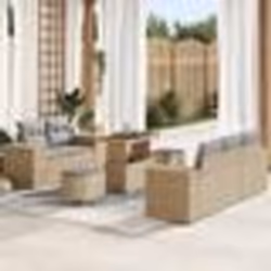 Canapé de jardin 8 pièces avec coussins Beige Poly Rotin Acacia