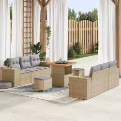 vidaXL Ensemble de canapé de jardin 9 pcs beige et gris clair