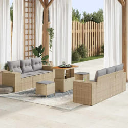 vidaXL Ensemble de canapé de jardin 9 pcs beige et gris clair