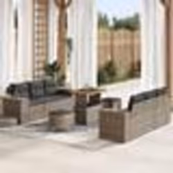 Ensemble de canapé de jardin 9 pièces avec coussins gris Poly Rotin Acacia