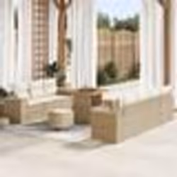 Ensemble de Canapés de Jardin 10 Pièces avec Coussins Beige Rattan Acacia