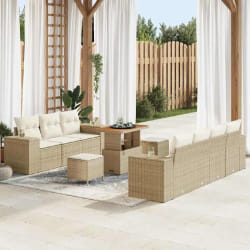 vidaXL Ensemble de canapé de jardin avec coussin 10 pcs Beige et crème