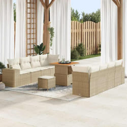 vidaXL Ensemble de canapé de jardin avec coussin 11 pcs Beige et crème