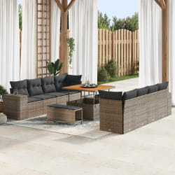 vidaXL Ensemble de canapé de jardin 11 pcs Gris 100 x 100 x 71 cm