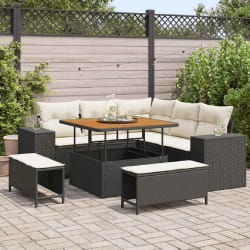 vidaXL Ensemble de canapé de jardin avec coussin 8 pcs Noir et Crème