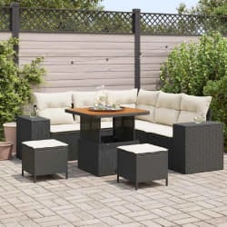 vidaXL Ensemble de canapé de jardin avec coussin 8 pcs Noir et Crème