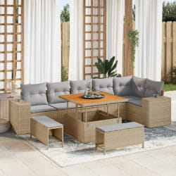 vidaXL Ensemble de canapé de jardin 9 pcs Beige et Gris clair
