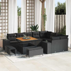 vidaXL Ensemble de canapé de jardin 12 pcs Noir 100 x 100 x 71 cm