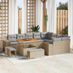 vidaXL Ensemble de canapé de jardin 12 pcs Beige et Gris clair