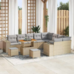 vidaXL Ensemble de canapé de jardin 12 pcs Beige et Gris clair