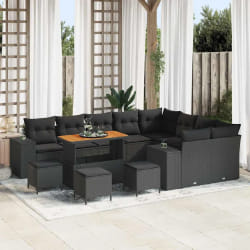 vidaXL Ensemble de canapé de jardin 13 pcs Noir 110 x 55 x 71 cm