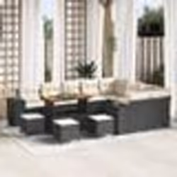 Canapés de Jardin 13 Pièces avec Coussins Rattan Poly Noir Acacia