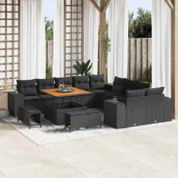 vidaXL Ensemble de canapé de jardin 13 pcs Noir 100 x 100 x 71 cm