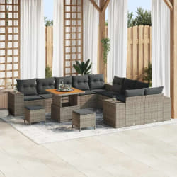 vidaXL Ensemble de canapé de jardin 13 pcs Gris 80 x 80 x 71 cm