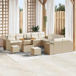 vidaXL Ensemble de canapé de jardin avec coussin 13 pcs Beige et crème