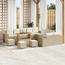 vidaXL Ensemble de canapé de jardin avec coussin 14 pcs Beige et crème