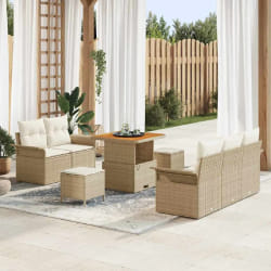vidaXL Ensemble de canapé de jardin avec coussin 8 pcs Beige et crème