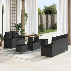 vidaXL Ensemble de canapé de jardin 8 pcs Noir 90 x 55 x 71 cm
