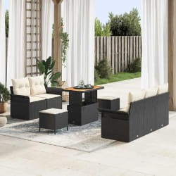 vidaXL Ensemble de canapé de jardin avec coussin 8 pcs Noir et Crème