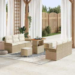 vidaXL Ensemble de canapé de jardin avec coussin 9 pcs Beige et crème