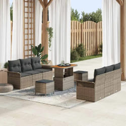 vidaXL Ensemble de canapé de jardin 9 pcs Gris 90 x 55 x 71 cm