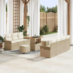 vidaXL Ensemble de canapé de jardin avec coussin 10 pcs Beige et crème