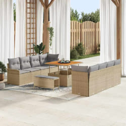 vidaXL Ensemble de canapé de jardin 11 pcs Beige et Gris clair