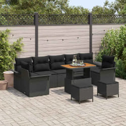 vidaXL Ensemble de canapé de jardin 10 pcs Noir 90 x 55 x 71 cm