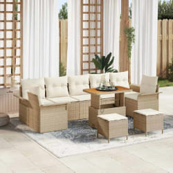 vidaXL Ensemble de canapé de jardin avec coussin 10 pcs Beige et crème