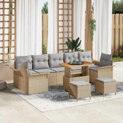 vidaXL Ensemble de canapé de jardin 10 pcs Beige et Gris clair