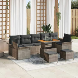 vidaXL Ensemble de canapé de jardin 10 pcs Gris 90 x 55 x 71 cm
