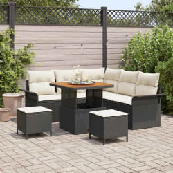 vidaXL Ensemble de canapé de jardin avec coussin 8 pcs Noir et Crème
