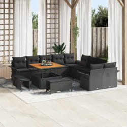 vidaXL Ensemble de canapé de jardin 13 pcs Noir 100 x 100 x 71 cm