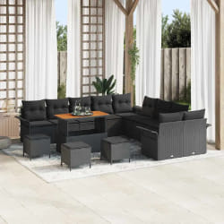 vidaXL Ensemble de canapé de jardin 14 pcs Noir 110 x 55 x 71 cm